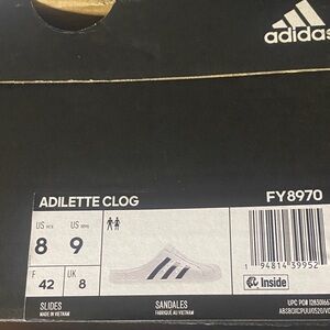 adidas Adilette Clog Slides in Black and White